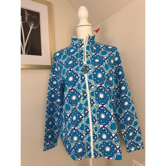 Talbots New Womens Size 1X Blue & White Full-Zip Jacket With Pockets - Picture 4 of 16